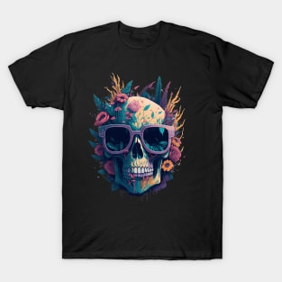 Gothic Flowers and Skull T-Shirt